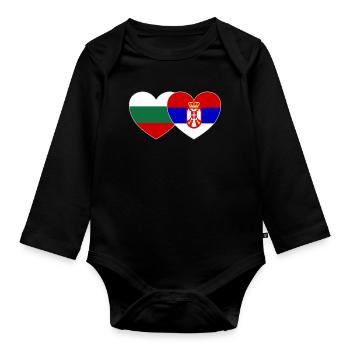 Bulgarien Serbien Flagge Herz - Baby Bio-Langarm-Body - Schwarz - Vorne