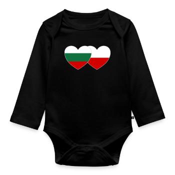 Bulgarie Pologne Drapeau Cœur - Body Bébé bio manches longues - noir - Devant
