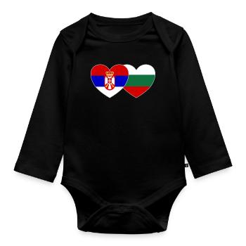 Serbie Bulgarie Drapeau Cœur - Body Bébé bio manches longues - noir - Devant