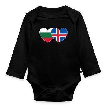 Bulgarie Islande Drapeau Coeur - Body Bébé bio manches longues - noir - Devant