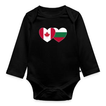 Kanada Bulgarien Flagge Herz - Baby Bio-Langarm-Body - Schwarz - Vorne