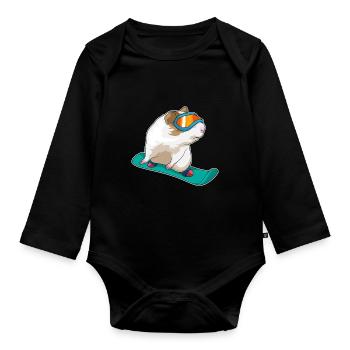 Guinea Pig Snowboarder Snowboard - Body Bébé bio manches longues - noir - Devant