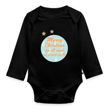 Christmas greetings for global celebrations - Organic Longsleeve Baby Bodysuit - black - Front