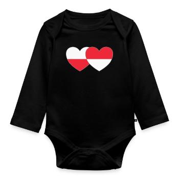 Pologne Indonésie Drapeau Cœur - Body Bébé bio manches longues - noir - Devant
