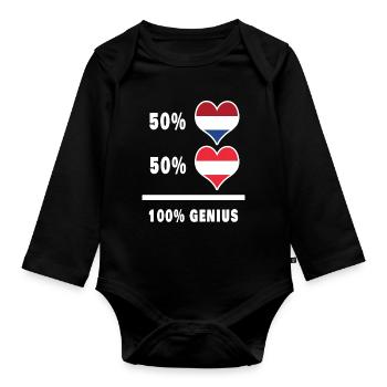 L'Autriche et les Pays-Bas brillant/cadeau - Body Bébé bio manches longues - noir - Devant