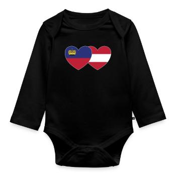 Lichtenstein Austria Flag Heart - Organic Longsleeve Baby Bodysuit - black - Front