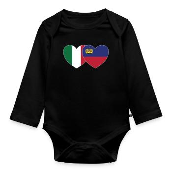 Italie Liechtenstein Drapeau Coeur - Body Bébé bio manches longues - noir - Devant