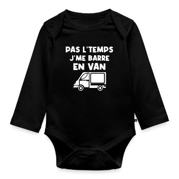 Pas le temps je me barre en van - Body Bébé bio manches longues - noir - Devant