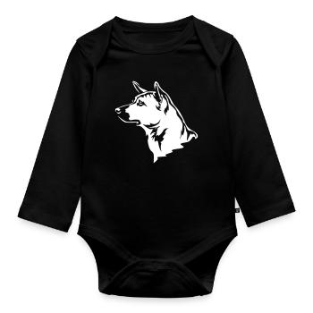 Thai Ridgeback Kopf "Black Edition" - Baby Bio-Langarm-Body - Schwarz - Vorne