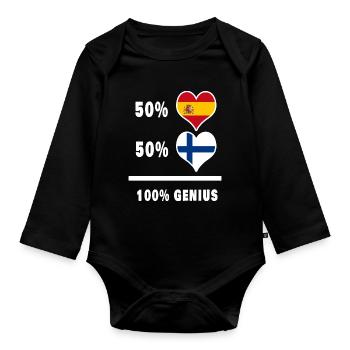 Génie / cadeau de la Finlande et de l’Espagne - Body Bébé bio manches longues - noir - Devant