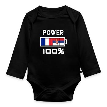 La Serbie et la France Power 100 % - Body Bébé bio manches longues - noir - Devant