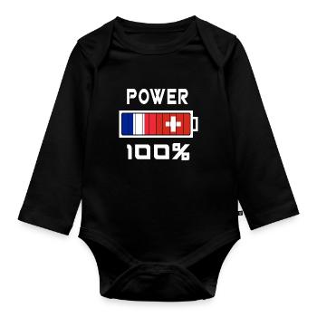 La Suisse et France Power 100 % - Body Bébé bio manches longues - noir - Devant