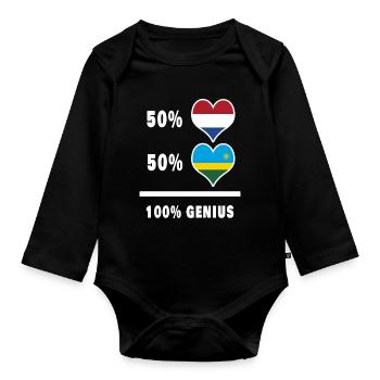 Ruanda und die Niederlande Genie / Geschenk - Baby Bio-Langarm-Body - Schwarz - Vorne