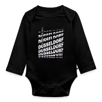 Dusseldorf Germany City Font Skyline - Organic Longsleeve Baby Bodysuit - black - Front