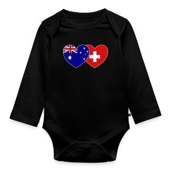 Australie Suisse Flag Heart - Body Bébé bio manches longues - noir - Devant