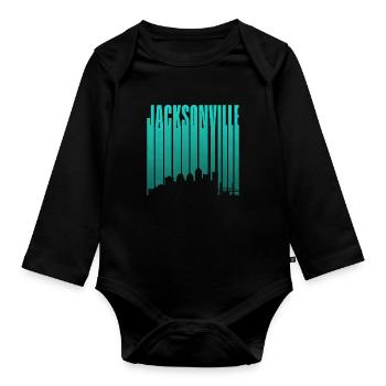 Jacksonville Skyline Vertical Typo - Organic Longsleeve Baby Bodysuit - black - Front