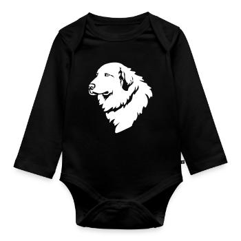 Tête de chien de montagne pyrénéenne « Black Edition » - Body Bébé bio manches longues - noir - Devant