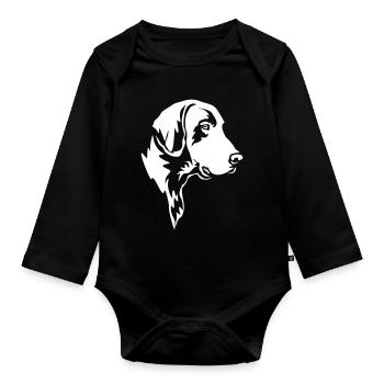 German Shorthair Head "Black Edition" - Organic Longsleeve Baby Bodysuit - black - Front