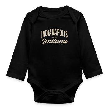 Vintage Indianapolis Script Logo - Organic Longsleeve Baby Bodysuit - black - Front