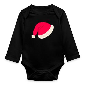Weihnachtsmütze ohne Text - Baby Bio-Langarm-Body - Schwarz - Vorne