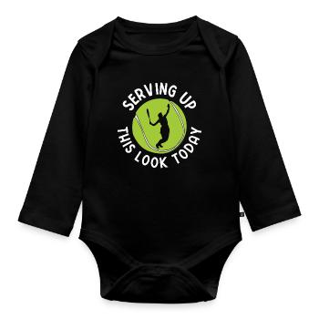 Tennisplatz Spruch Für Tennis - Baby Bio-Langarm-Body - Schwarz - Vorne