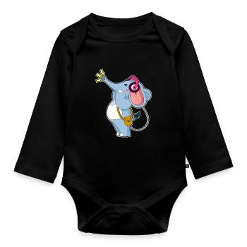 Musique casque Elephant - Body Bébé bio manches longues - noir - Devant