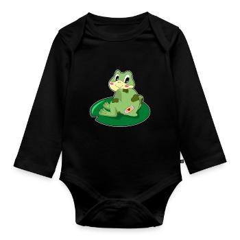Taches de grenouilles - Body Bébé bio manches longues - noir - Devant