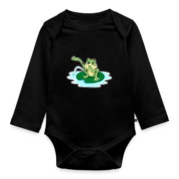 Frosch Toilette - Baby Bio-Langarm-Body - Schwarz - Vorne