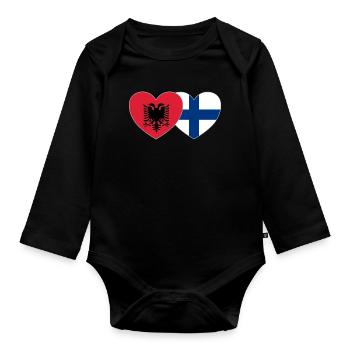 Albanie Finlande Drapeau Coeur - Body Bébé bio manches longues - noir - Devant