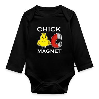Küken Magnet - Baby Bio-Langarm-Body - Schwarz - Vorne