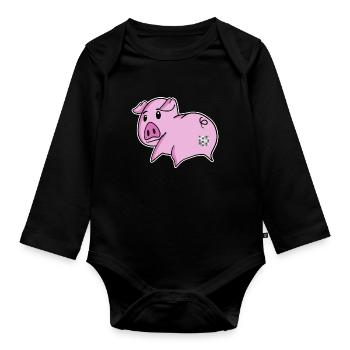 Pig Ass - Pig Butt - Organic Longsleeve Baby Bodysuit - black - Front