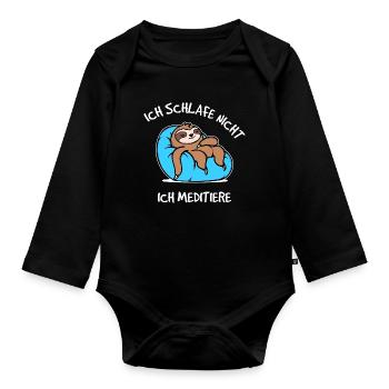 Chillen Statement Faultier Schlafen Faul Tier - Baby Bio-Langarm-Body - Schwarz - Vorne