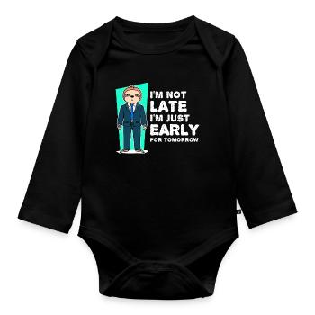 Mammifères paresseux Déclaration humoristique lente - Body Bébé bio manches longues - noir - Devant