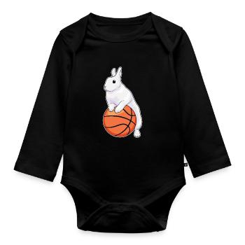Rabbit Basketball Player Basketball - Organic Longsleeve Baby Bodysuit - black - Front