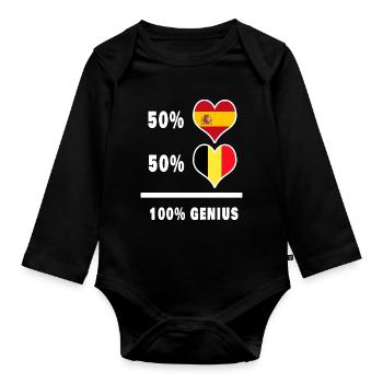 Belgique et Espagne brillant/cadeau - Body Bébé bio manches longues - noir - Devant