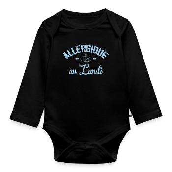 Allergique au Lundi - Body Bébé bio manches longues - noir - Devant