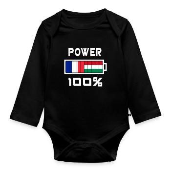 La Hongrie et France Power 100 % - Body Bébé bio manches longues - noir - Devant