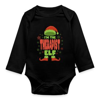 Therapeut Weihnachtself - Baby Bio-Langarm-Body - Schwarz - Vorne