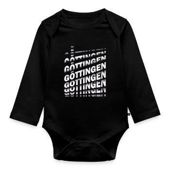 Göttingen Germany City Font Skyline Home - Organic Longsleeve Baby Bodysuit - black - Front