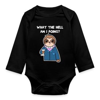 Animal Sloth Relax Jungle Dweller Statement - Organic Longsleeve Baby Bodysuit - black - Front