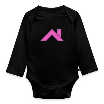 House Roof - Organic Longsleeve Baby Bodysuit - black - Front