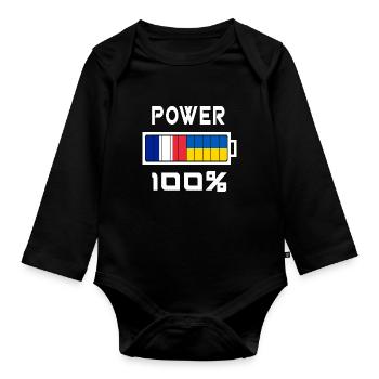L'Ukraine et la France Power 100 % - Body Bébé bio manches longues - noir - Devant