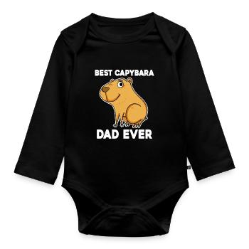Capybara Père Capybara - Body Bébé bio manches longues - noir - Devant