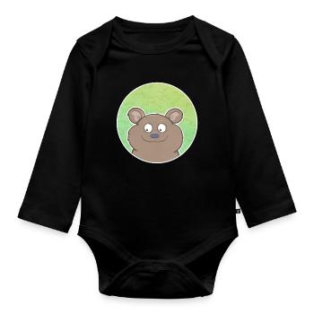 Bear - Organic Longsleeve Baby Bodysuit - black - Front
