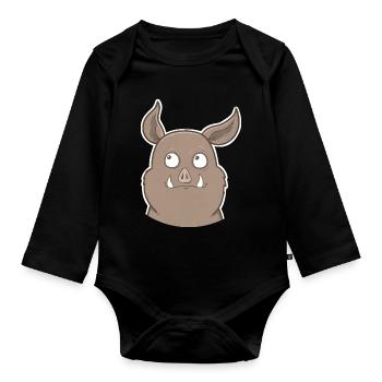 Sanglier - Body Bébé bio manches longues - noir - Devant