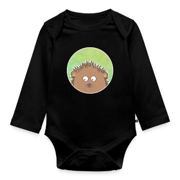 Igel - Baby Bio-Langarm-Body - Schwarz - Vorne