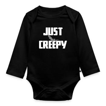 Sprüche, fledermäuse, gruselige Prints, closing - Baby Bio-Langarm-Body - Schwarz - Vorne