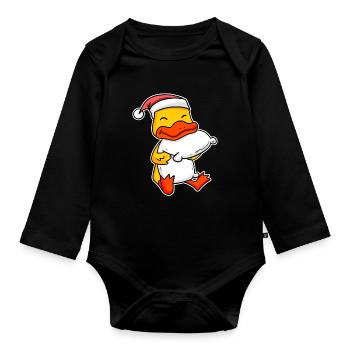 Canard Noël Sommeil Sommeil Sommeil - Body Bébé bio manches longues - noir - Devant