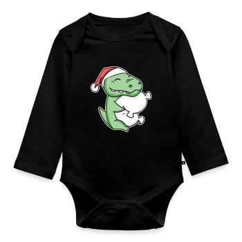 Crocodile Noël Sommeil Sommeil Sommeil Sommeil - Body Bébé bio manches longues - noir - Devant