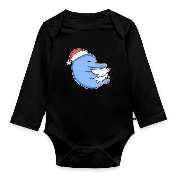 Dolphin Christmas Sleep Sleep Sleep Sleep - Organic Longsleeve Baby Bodysuit - black - Front